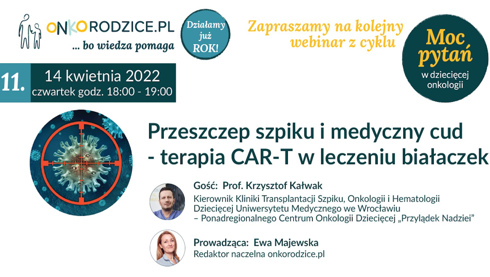 Już jutro webinar „Przeszczep szpiku i medyczny cud – terapia CAR-T w leczeniu białaczek"